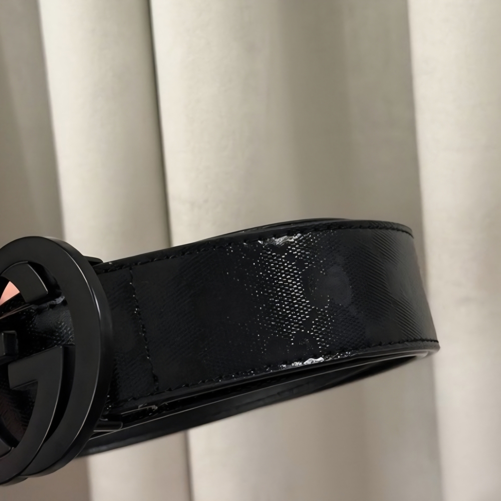 Gucci Matte Black Double G Leather Belt 125/ 50 - Picture 2 of 4